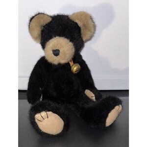 Boyds Bears Burlington P. Beanster Black Plush Bear with Bell Collar